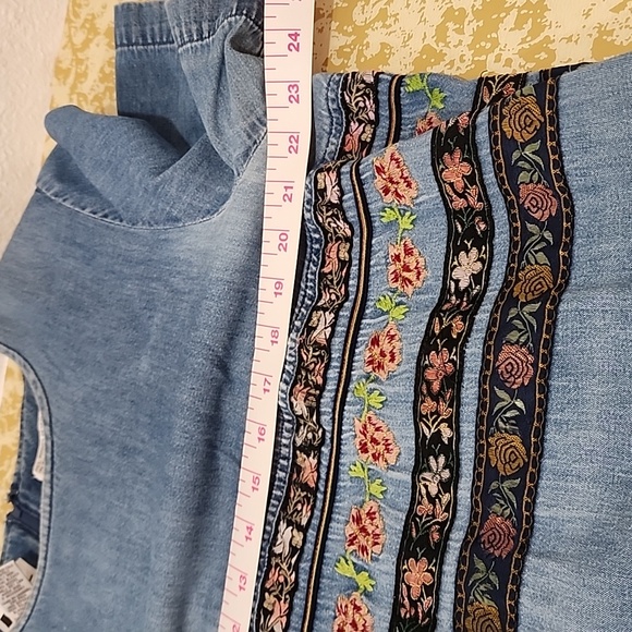 Vintage Embroidered Blue Denim Dress - Picture 8 of 11